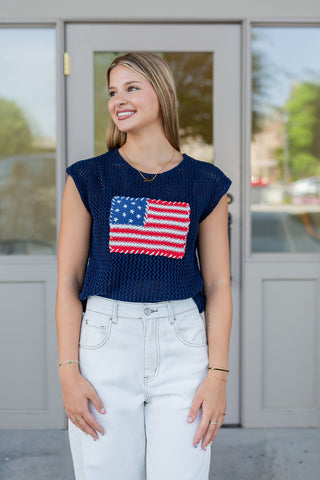 American Flag Crochet Top - barndoorboutiquetn