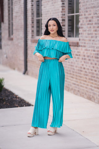 Jasmine Satin Pleated Pants - barndoorboutiquetn