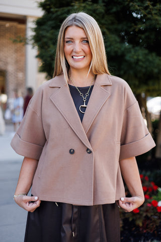 Park Avenue Short-Sleeve Pea Coat - barndoorboutiquetn