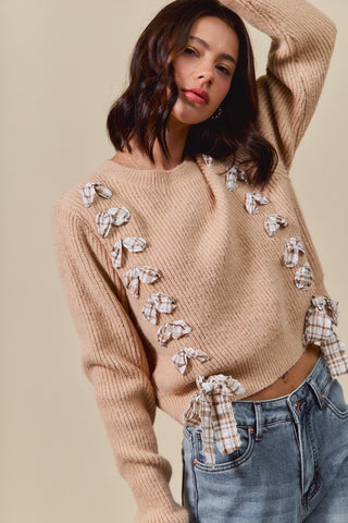 Cozy Ribbon Sweater - barndoorboutiquetn