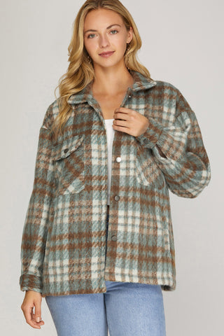 Cozy Plaid Shacket - barndoorboutiquetn