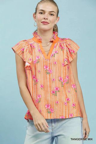 Sunset Stroll Ruffle Blouse - barndoorboutiquetn