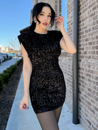 Black Ice Shimmer Mini Dress