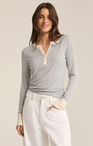 Scarlett Stripe Rib Henley - barndoorboutiquetn