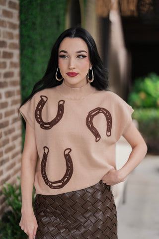 Gilded Horseshoe Sweater - barndoorboutiquetn