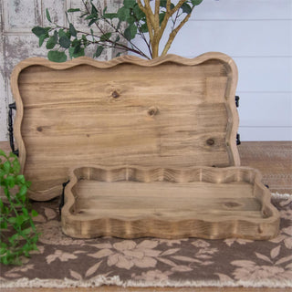 Scalloped Wood Tray - barndoorboutiquetn