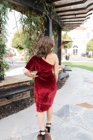 Red Velvet Wrap Dress - barndoorboutiquetn