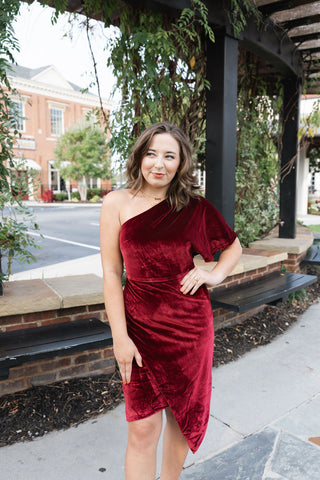 Red Velvet Wrap Dress - barndoorboutiquetn