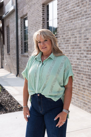 Virgo Sun Button-Up Blouse - barndoorboutiquetn