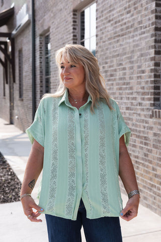 Virgo Sun Button-Up Blouse - barndoorboutiquetn