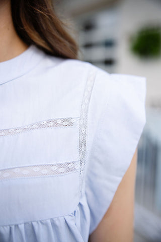 Clear Skies Lace Trim Blouse - barndoorboutiquetn