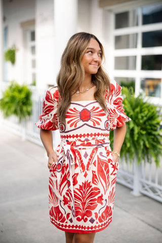 Crimson Oasis Mini Dress - barndoorboutiquetn