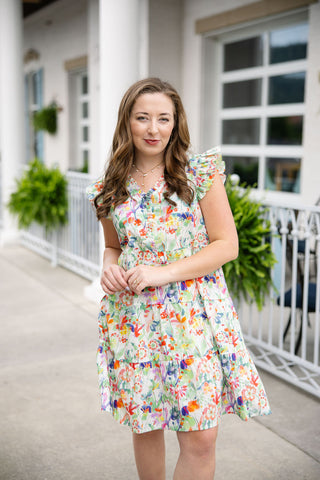 Monet Meadow Ruffle Dress - barndoorboutiquetn