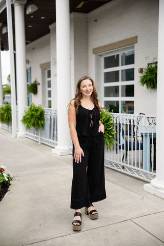 Midnight Lace Peplum Tank - barndoorboutiquetn