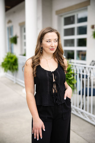 Midnight Lace Peplum Tank - barndoorboutiquetn