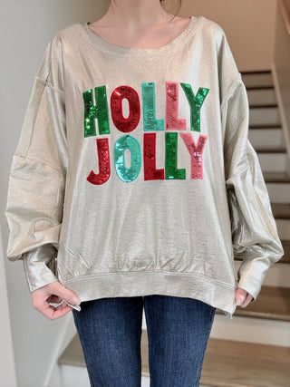 Holly Jolly Sequin Pullover - barndoorboutiquetn