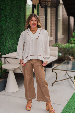 Linen Leopard Blouse - barndoorboutiquetn