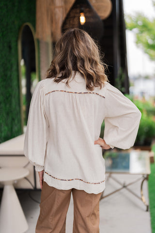Linen Leopard Blouse - barndoorboutiquetn