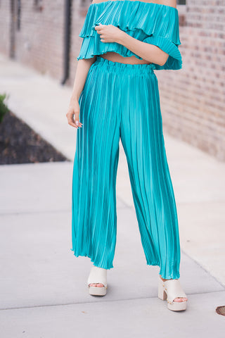 Jasmine Satin Pleated Pants - barndoorboutiquetn