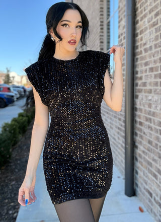 Black Ice Shimmer Mini Dress
