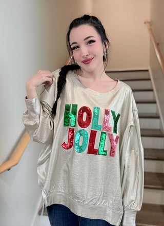 Holly Jolly Sequin Pullover - barndoorboutiquetn