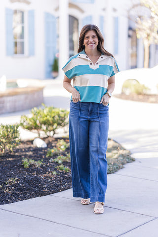 Lagoon Stripe Top - barndoorboutiquetn