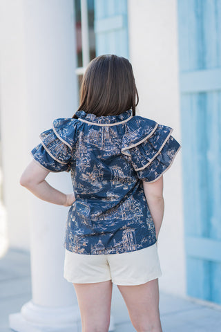 Sight Seeing Ruffle Blouse - barndoorboutiquetn