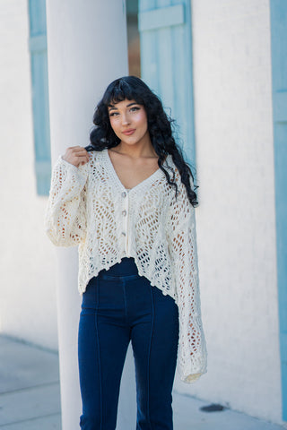 Snowberry Crochet Cardi - barndoorboutiquetn