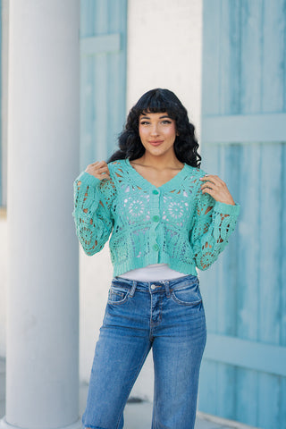 Ocean Eyes Crochet Cardi - barndoorboutiquetn