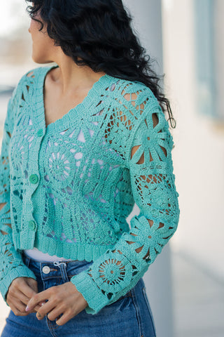 Ocean Eyes Crochet Cardi - barndoorboutiquetn