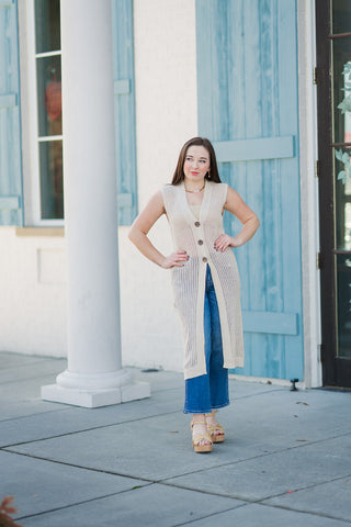 Natural Open-Knit Cardigan - barndoorboutiquetn