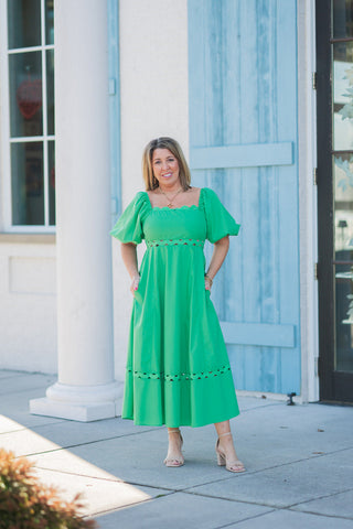 Verdant Vineyard Midi Dress - barndoorboutiquetn