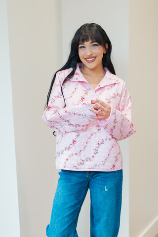 Cherry Blossom Quilted Jacket - barndoorboutiquetn