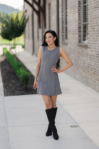 Hazy Zip Mini Dress - barndoorboutiquetn