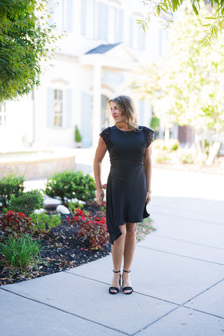 Cascading Noir Dress - barndoorboutiquetn