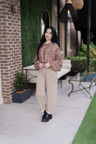 Leaping Leopard Blouse - barndoorboutiquetn