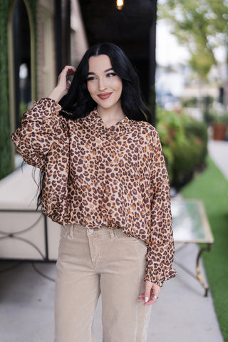 Leaping Leopard Blouse - barndoorboutiquetn