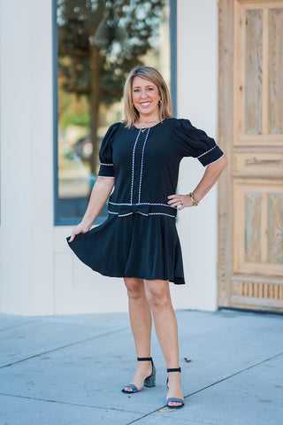 Bow On Top Mini Dress - barndoorboutiquetn