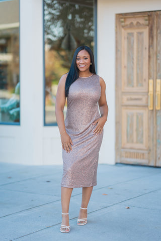 Bronzed Goddess Midi Dress - barndoorboutiquetn