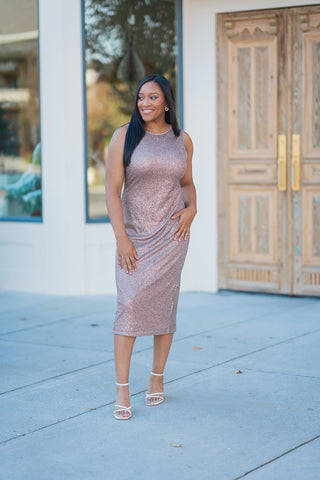 Bronzed Goddess Midi Dress - barndoorboutiquetn