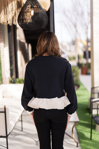 Maisie Ruffle Crewneck - barndoorboutiquetn
