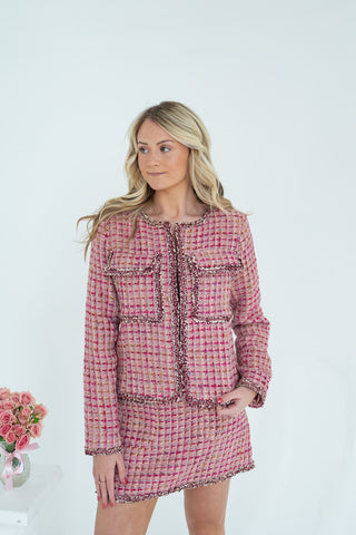 Peachy Tweed Jacket - barndoorboutiquetn