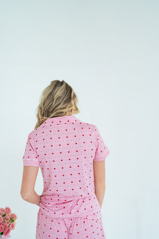 Tickled Pink Button Up Sleep Shirt - barndoorboutiquetn