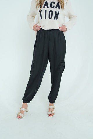 Ebony Satin Joggers - barndoorboutiquetn