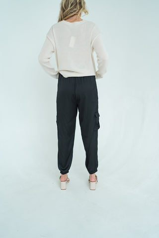 Ebony Satin Joggers - barndoorboutiquetn