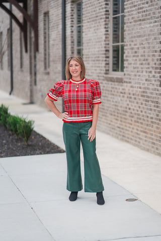 Lori Lavish Plaid Top - barndoorboutiquetn