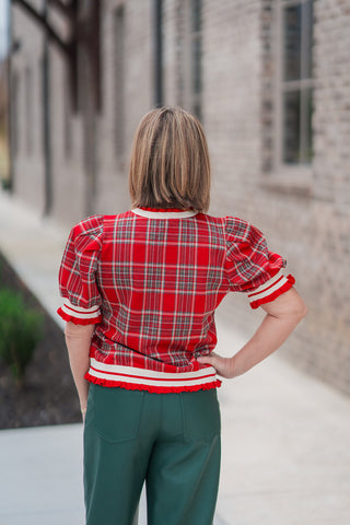 Lori Lavish Plaid Top - barndoorboutiquetn