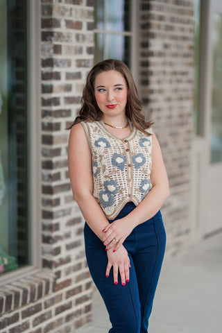 Fresh Blooms Knit Vest - barndoorboutiquetn