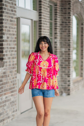 Flamingo Blouse - barndoorboutiquetn