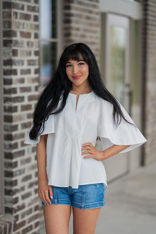 Tulip Flutter Sleeve Blouse - barndoorboutiquetn